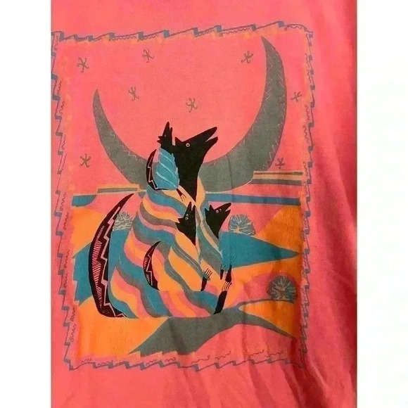 VTG Southwest Design 80's T-Shirt LARGE Wolf Moon Abstract Adult Short Sleeve - Picture 4 of 8